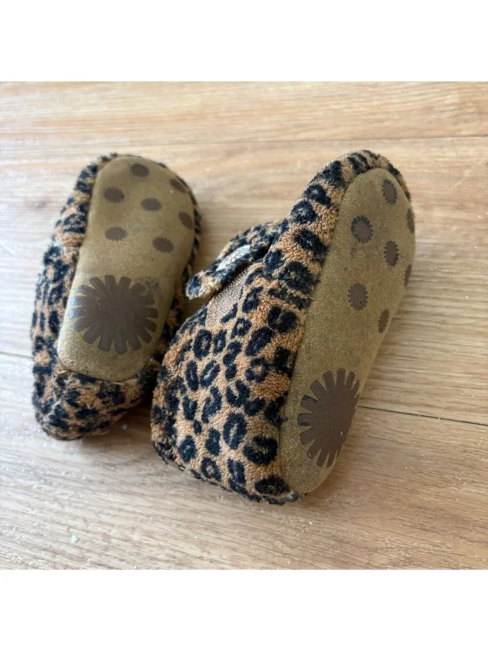 Ugg Baby Bixbee Soft Booties Leopard Print Shoes Brown Size 4/5